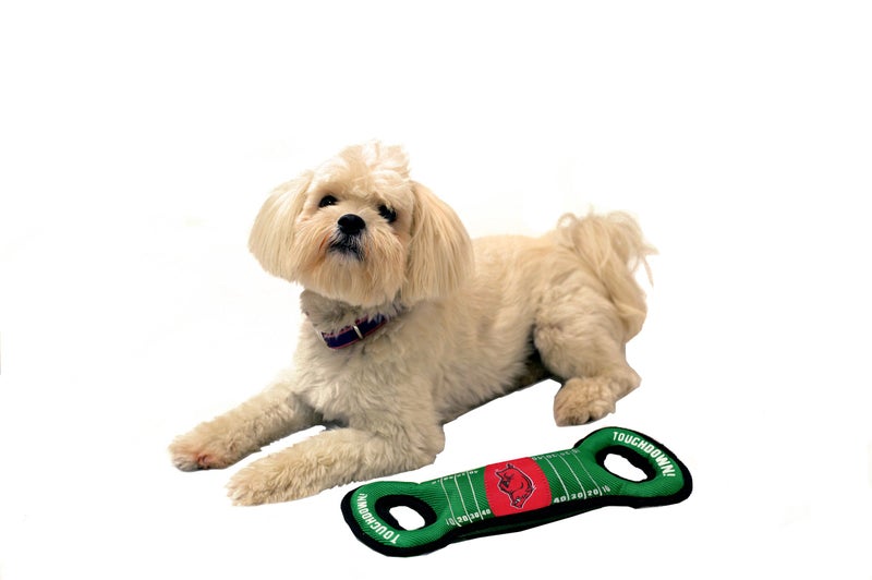 Pets First NCAA Football Field Dog Toy with Squeaker. - Arkansas Razorbacks -for Tug, Toss, and Fetch. - Tough& Durable PET Toy - Image 4